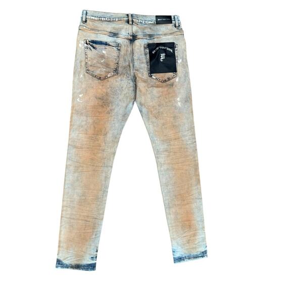 Dead Than Cool Oxidation Men's Distressed Tan and Blue Jeans NWT Size 36 - Picture 2 of 7